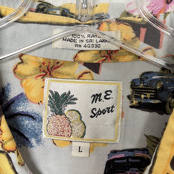 M.E. SPORT🌺HAWAIIAN BUTTON DOWN SHIRT SIze LARGE 100% RAYON GREAT CONDITION! - Picture 2 of 4